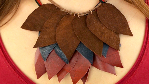  DIY Leather Leaf Necklace 