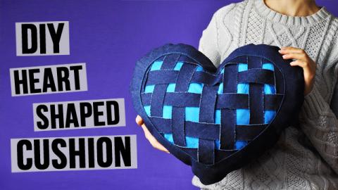 DIY Heart Shaped Denim Cushion 