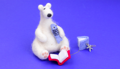  DIY Needle Felting Polar Bear Toy and Books Keychain 